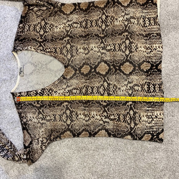Show Me Your MuMu Brown Cream Hug Me Python Knit V Neck Sweater XS - Picture 8 of 9